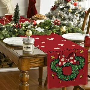 New 13x72 Table Runner Disney Minnie Mouse Christmas holiday Fabric Mantel Scarf